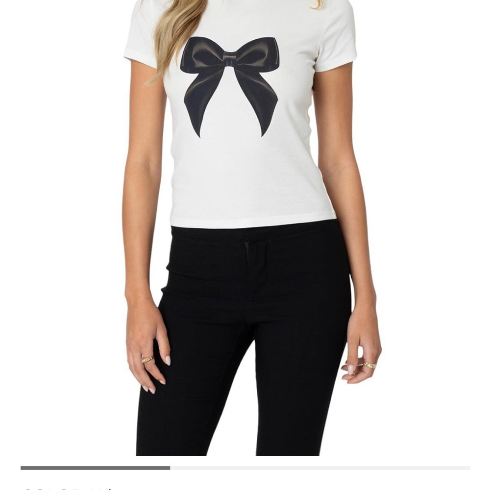 Edikted White Tee with Black Bow Graphic